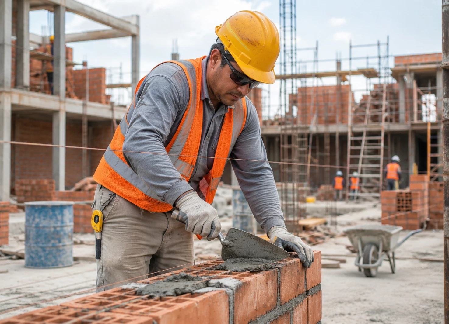Albaniles y oficiales de construccion para obras de edificacion